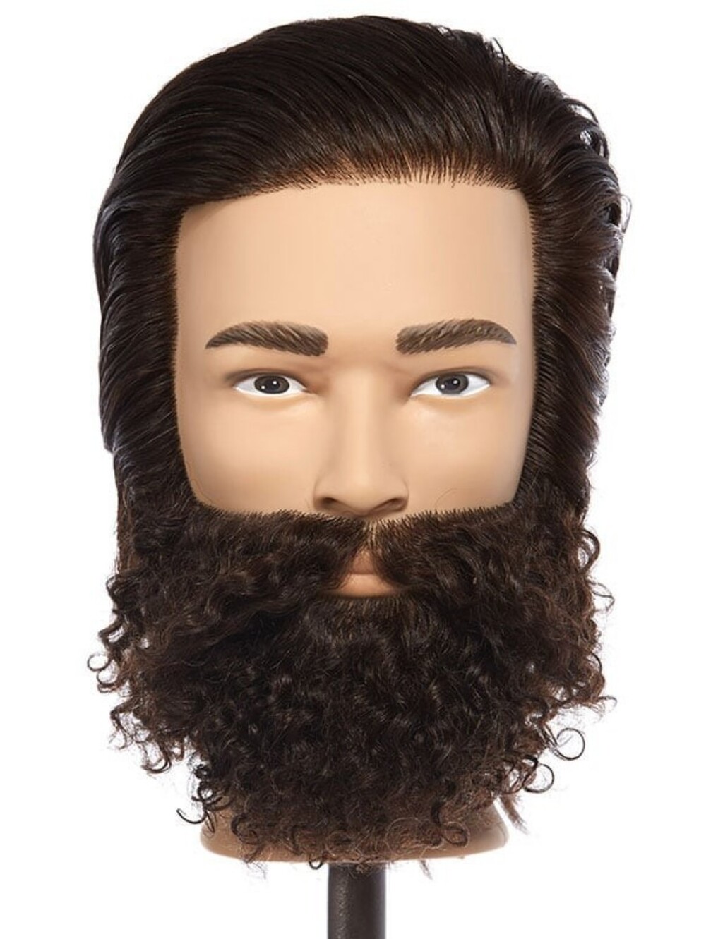 Pivot Point Ian 100% Human Hair Mannequin Styling Head Dark Brown Color Hair NEW